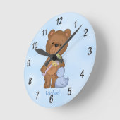 Persoonlijke klokjongen Baby Teddy Bear Ronde Klok (Hoek)