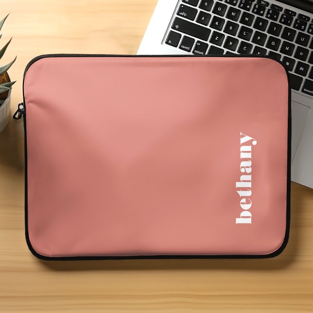 Persoonlijke Klompige Typografie Terracotta Laptop Sleeve (Creator heeft geüpload)