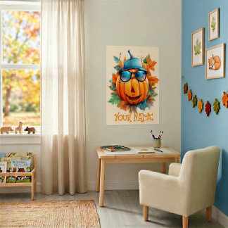 Persoonlijke Knipogende Pompoen Halloween Kinderpo Poster