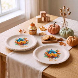 Persoonlijke Knipogende Pompoen Halloween Papieren Bordje