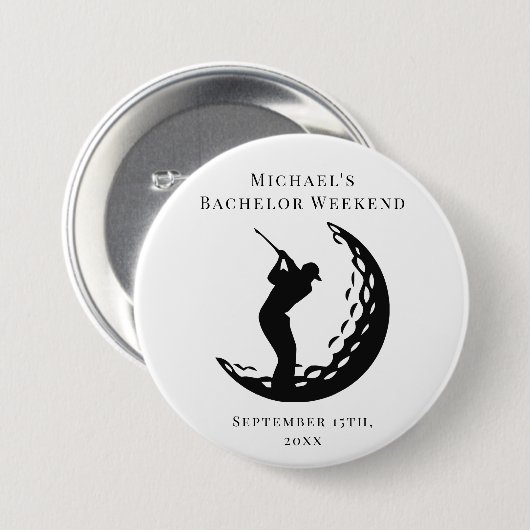 Persoonlijke Knop | Bachelor Golf Weekend Ronde Button 7,6 Cm (Voorkant /achterkant)