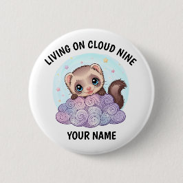 Persoonlijke knop met cute fret en aangepaste teks ronde button 5,7 cm