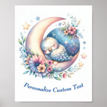 Persoonlijke Knuffel Baby Vogel Slapend op Maan