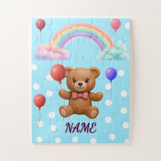Persoonlijke knuffel beren ballon legpuzzel (Verticaal)