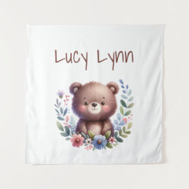 Persoonlijke knuffel berenbaby-kinderkamer muur ku wandkleed