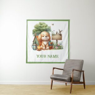 Persoonlijke knuffel bos hond wandkleed