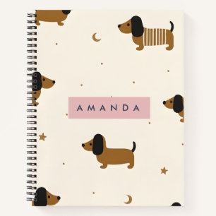 Persoonlijke knuffel bruine dachshond puppy notitieboek