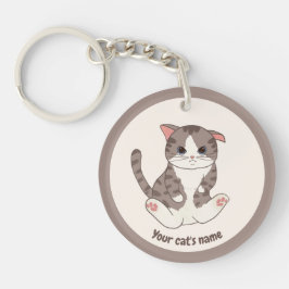Persoonlijke knuffel bruine kat liefhebber sleutel sleutelhanger