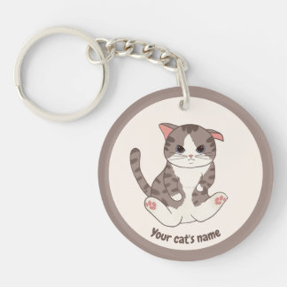 Persoonlijke knuffel bruine kat liefhebber sleutel sleutelhanger