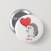 Persoonlijke knuffel Egel met Hart Ballon Ronde Button 5,7 Cm (Voorkant /achterkant)