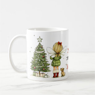 Persoonlijke knuffel elf en puppy Kerst Koffiemok