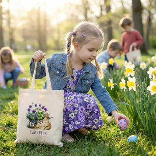 Persoonlijke Knuffel Konijntjes Meisjes Pasen Tote Bag
