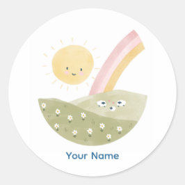 Persoonlijke knuffel lammetje feestje ronde sticker