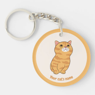 Persoonlijke knuffel oranje kattenliefhebber sleut sleutelhanger