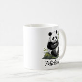 Persoonlijke knuffel panda met groene bamboe koffiemok (Voorkant rechts)