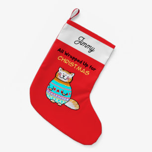 Persoonlijke knuffel rode kat kerst huisdier vakan kleine kerstsok