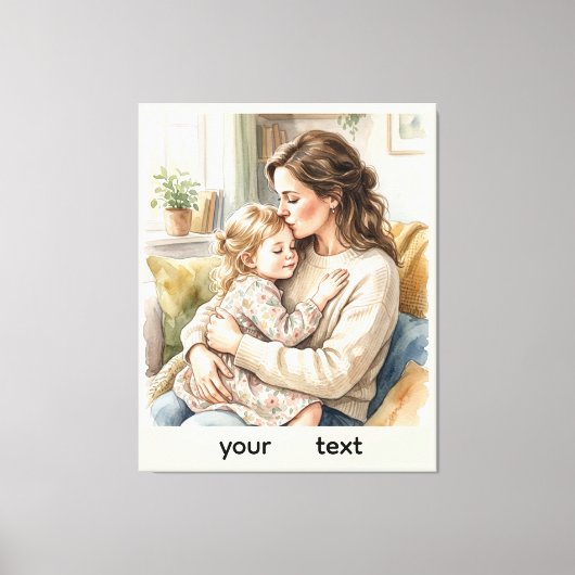 Persoonlijke knuffel tussen moeder en dochter canvas afdruk (Voorkant)