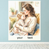Persoonlijke knuffel tussen moeder en dochter canvas afdruk (Insitu (Houten vloer))
