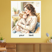 Persoonlijke knuffel tussen moeder en dochter canvas afdruk (Insitu (Woonkamer))