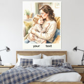 Persoonlijke knuffel tussen moeder en dochter canvas afdruk (Insitu (Slaapkamer))