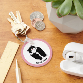 Persoonlijke knuffel tuxedo kat liefhebber sleutel sleutelhanger