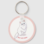 Persoonlijke knuffel witte kat liefhebber sleutelh sleutelhanger (Voorkant)