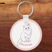 Persoonlijke knuffel witte kat liefhebber sleutelh sleutelhanger (Voorkant)