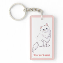 Persoonlijke knuffel witte kat liefhebber sleutelh