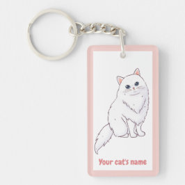 Persoonlijke knuffel witte kat liefhebber sleutelh sleutelhanger