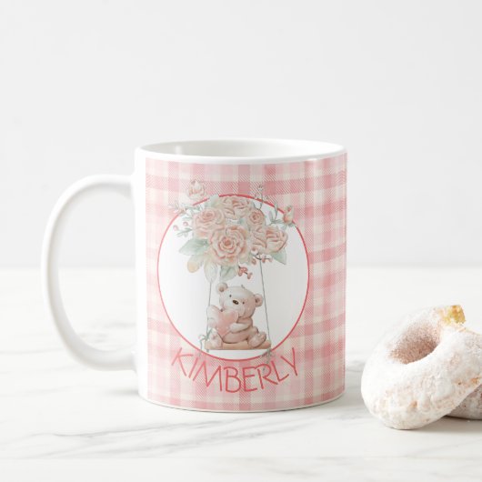 Persoonlijke knuffelbare teddybeer koffiemok (Met donut)