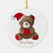 Persoonlijke knuffelbare teddybeer op wit keramisch ornament (Voorkant)