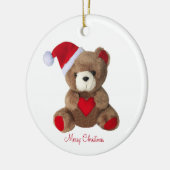 Persoonlijke knuffelbare teddybeer op wit keramisch ornament (Links)