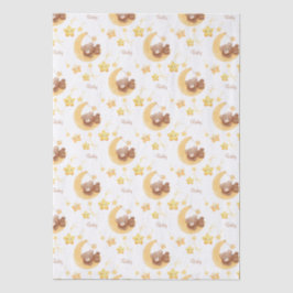 Persoonlijke knuffelbeer Maan Baby Shower Tissuepapier