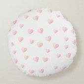 Persoonlijke knuffelbeer met roze harten rond kussen (Achterkant)