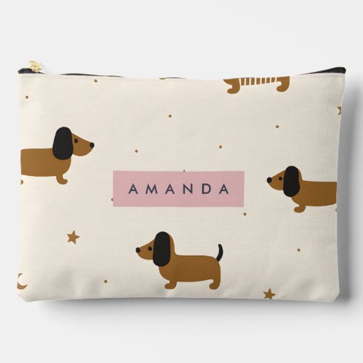 Persoonlijke Knuffelbruine Dachshund Puppy Etui (Voorkant)