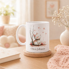 Persoonlijke knuffelkat met harten koffiemok