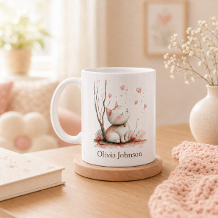 Persoonlijke knuffelkat met harten koffiemok