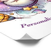 Persoonlijke knuffelmuis slapend op een halve maan poster (Hoek)