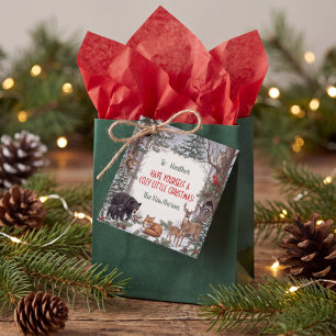 Persoonlijke knusse bosdier Kerstmis Bedankjes Labels