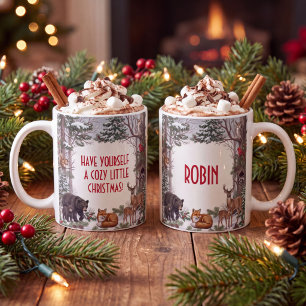 Persoonlijke knusse bosdier Kerstmis Koffiemok