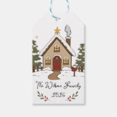 Persoonlijke knusse Kerst Cottage  Cadeaulabel (Voorkant)