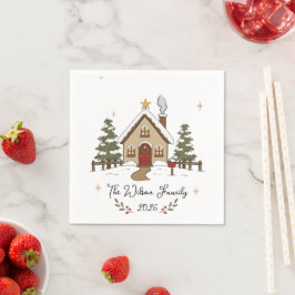 Persoonlijke knusse Kerst Cottage Servet