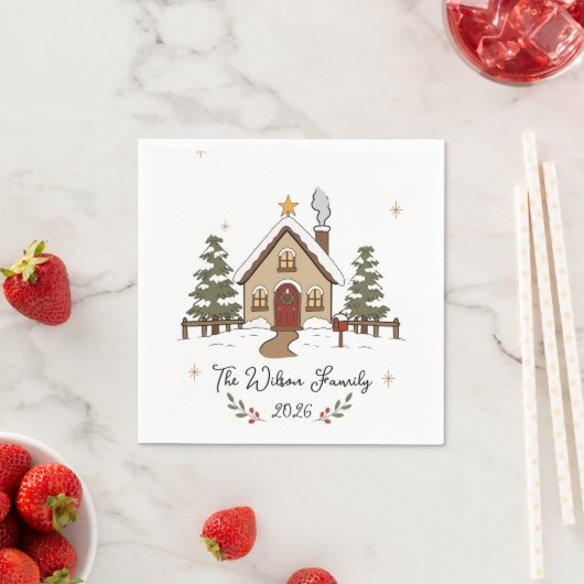 Persoonlijke knusse Kerst Cottage Servet (Insitu)