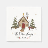 Persoonlijke knusse Kerst Cottage Servet (Voorkant)
