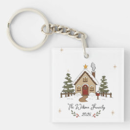 Persoonlijke knusse Kerst cottage Sleutelhanger