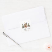 Persoonlijke knusse Kerst Cottage Vierkante Sticker (Envelop)