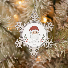 Persoonlijke knusse kerstman kerstboomornament tin sneeuwvlok ornament