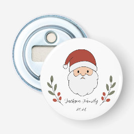 Persoonlijke knusse Kerstman Kerstmis Button Flesopener