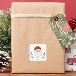 Persoonlijke knusse Kerstman Kerstmis Vierkante Sticker