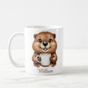 Persoonlijke knusse koffie bever bos ochtend koffiemok